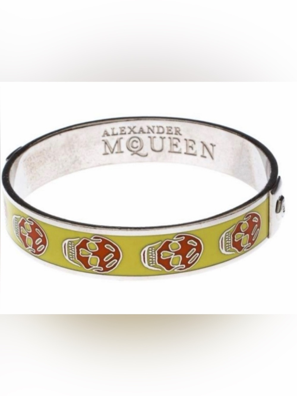 Alexander McQueen Yellow Resin Skull Enamel Bangle Bracelet & Original Gift Box